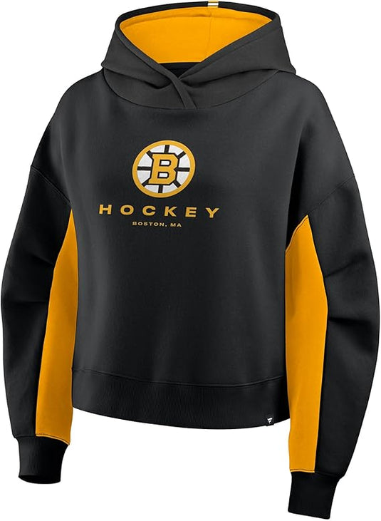 Ladies' Boston Bruins NHL Navy Back Check Boxy Hoodie