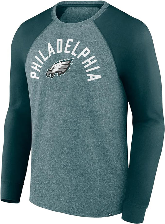 T-shirt raglan torsadé à manches longues NFL Fundamentals des Eagles de Philadelphie