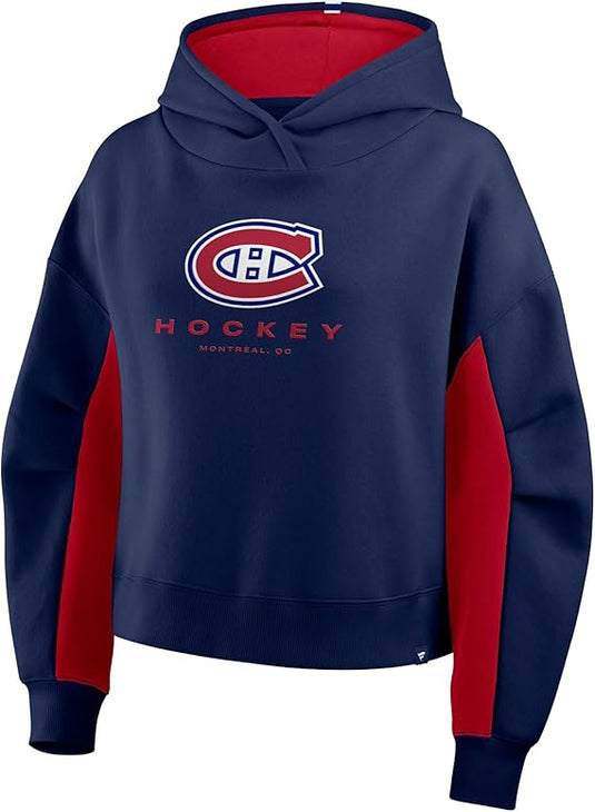 Ladies' Montreal Canadiens NHL Navy Back Check Boxy Hoodie