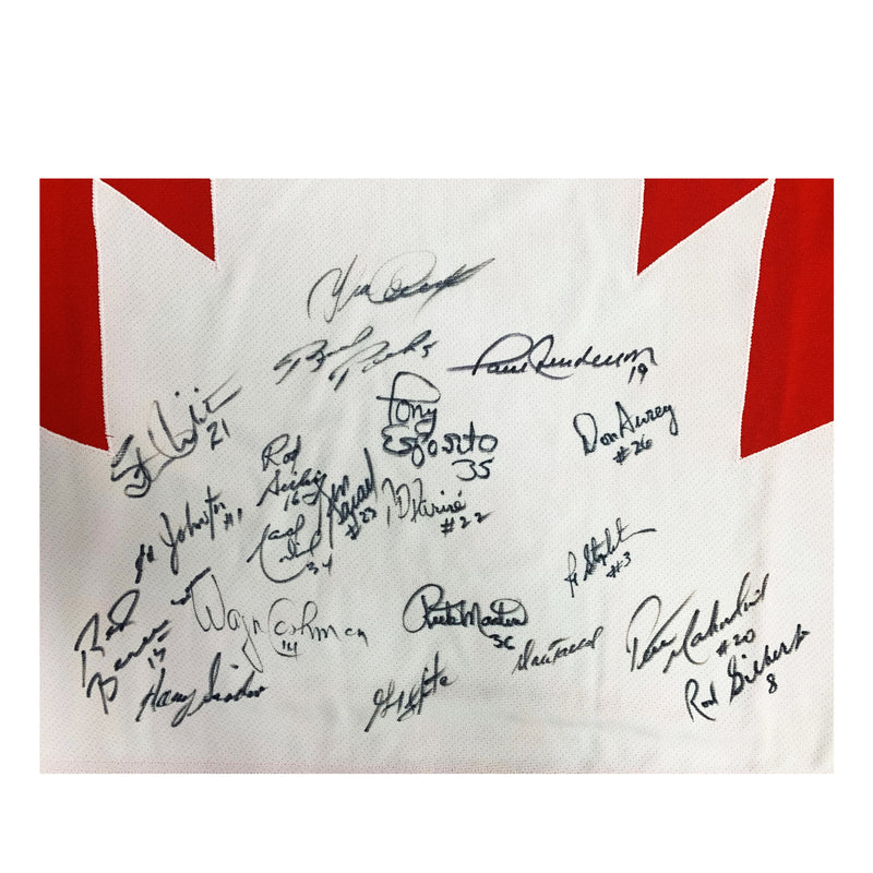 Chargez l&#39;image dans la visionneuse de la galerie, Team Canada 1972 Home Jersey Autographed by 20 Players
