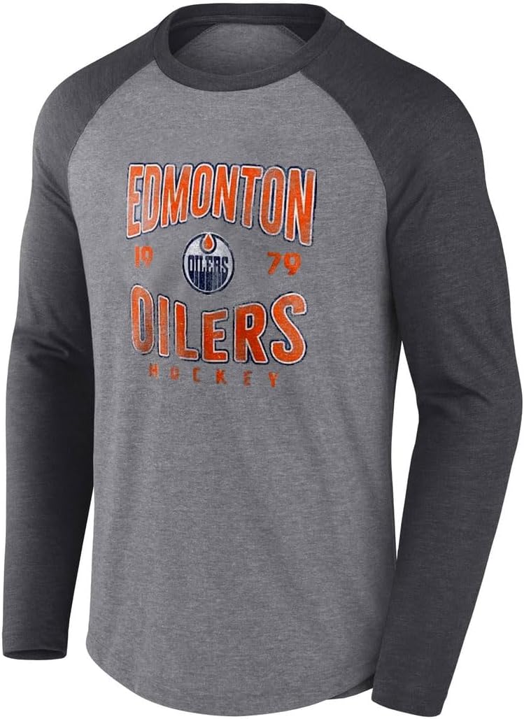 Chargez l&#39;image dans la visionneuse de la galerie, Edmonton Oilers NHL Vintage Stack Raglan Long Sleeve Tee
