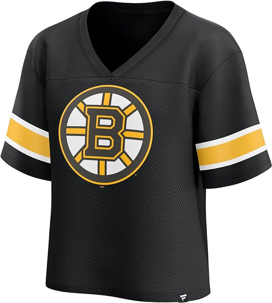 Ladies' Boston Bruins NHL Gameday Short Sleeve Mesh Crop Top