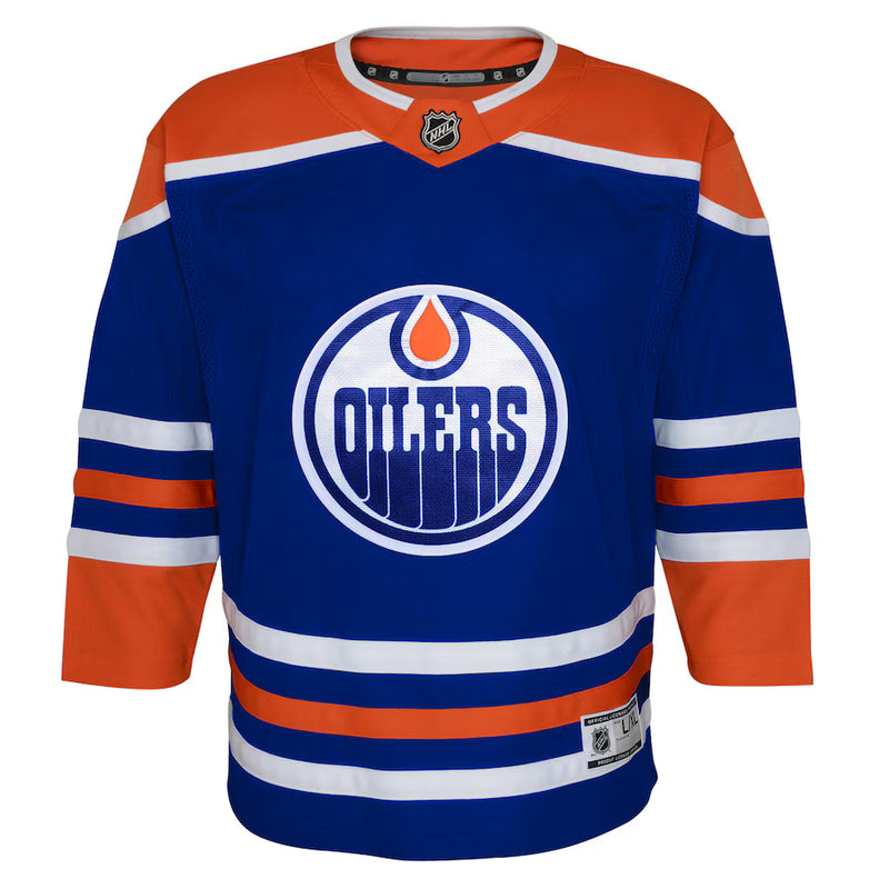 Load image into Gallery viewer, Youth Edmonton Oilers NHL Premier Home Royal Jersey
