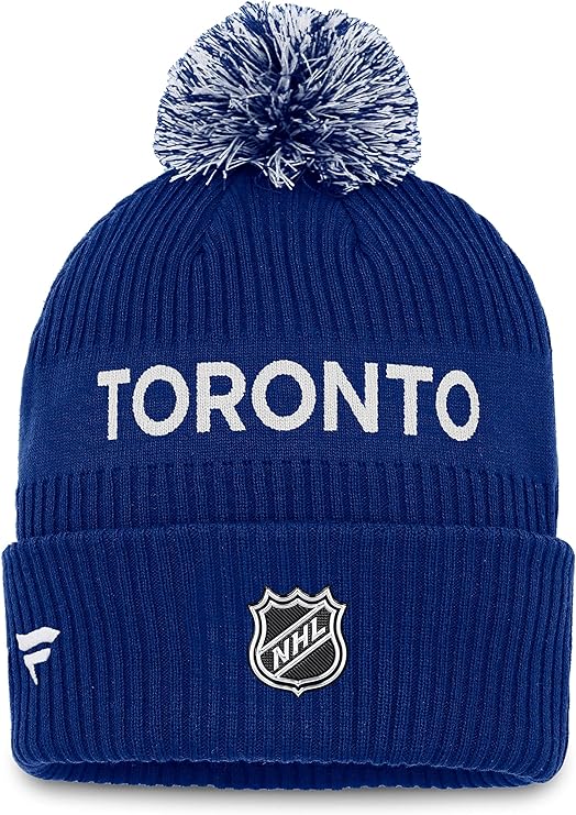Tuque à pompon authentique avec mot-symbole professionnel de la LNH des Maple Leafs de Toronto pour jeunes