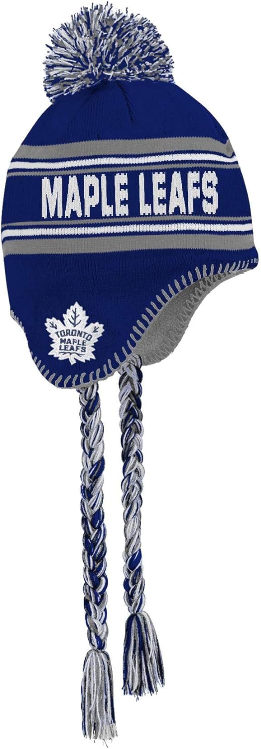 Load image into Gallery viewer, Youth Toronto Maple Leafs NHL Jacquard Tassel Pom Knit Hat

