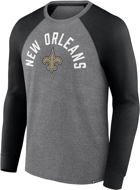 T-shirt raglan torsadé à manches longues NFL Fundamentals des Saints de la Nouvelle-Orléans