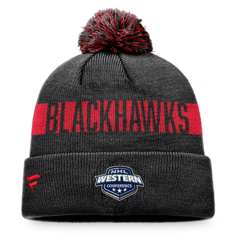 Chargez l&#39;image dans la visionneuse de la galerie, Tuque en tricot à revers avec patch fondamental de la LNH des Blackhawks de Chicago
