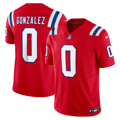 Christian Gonzalez New England Patriots NFL Nike Vapor F.U.S.E. Limited Player Red Jersey