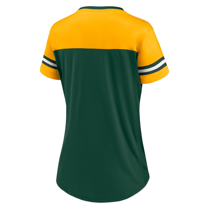 Load image into Gallery viewer, Ladies&#39; Green Bay Packers NFL Blitz &amp; Glam Lace up V-Neck T-Shirt
