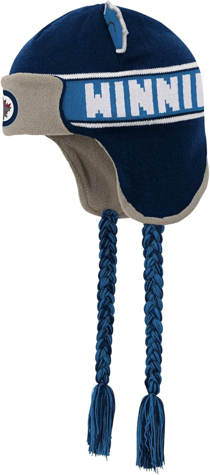 Load image into Gallery viewer, Youth Winnipeg Jets NHL Wordmark Ears Trooper Knit Hat
