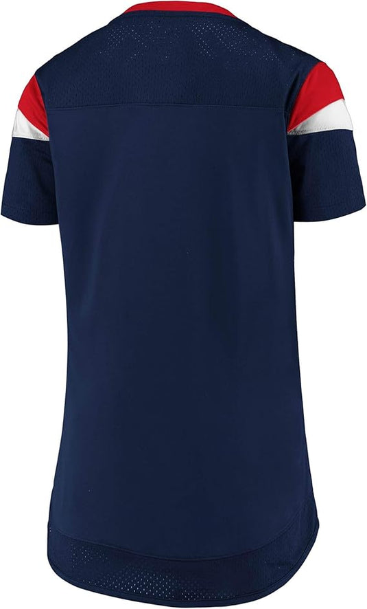 Ladies' New England Patriots NFL Draft Me Lace up V-Neck T-Shirt