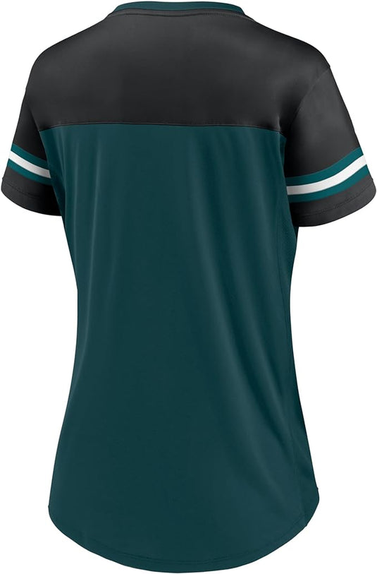 Ladies' Philadelphia Eagles NFL Blitz & Glam Lace up V-Neck T-Shirt