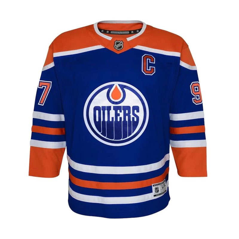 Chargez l&#39;image dans la visionneuse de la galerie, Youth Connor McDavid Edmonton Oilers NHL Premier Royal Team Jersey
