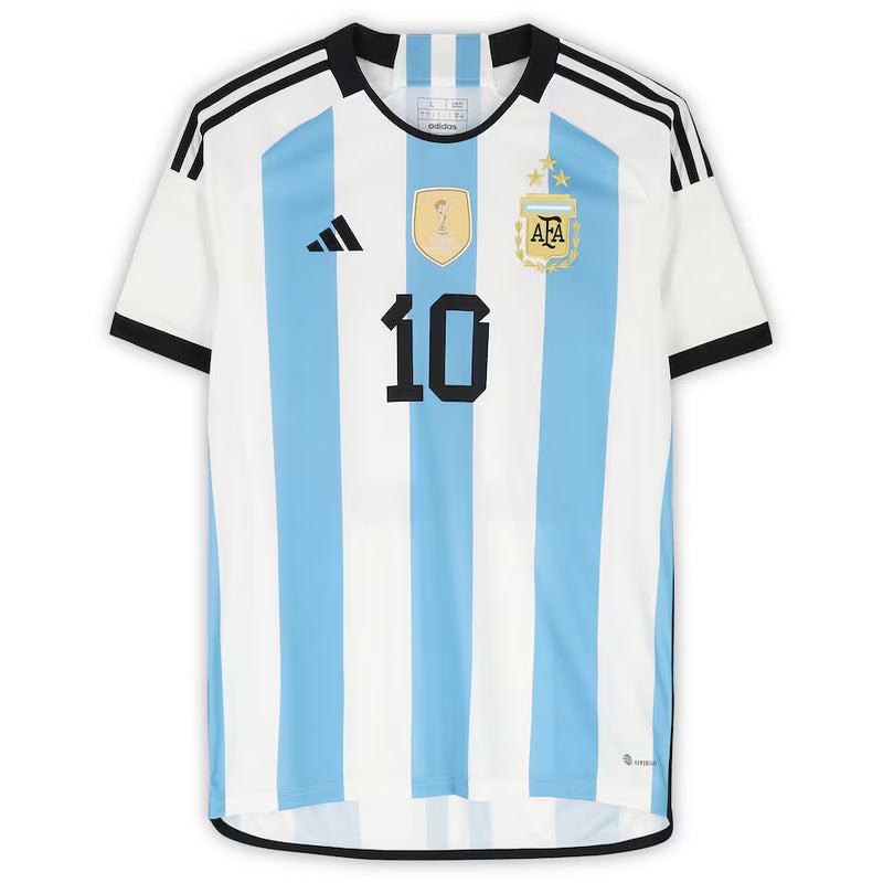 Chargez l&#39;image dans la visionneuse de la galerie, Lionel Messi Signed Argentina National Team 2022-2023 Replica Jersey
