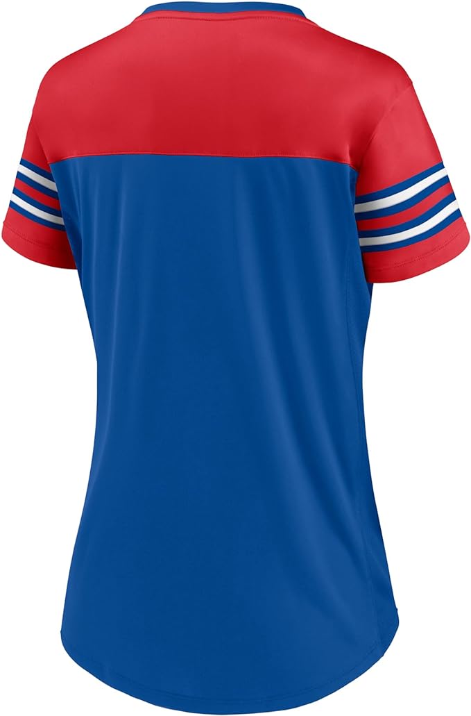 Load image into Gallery viewer, Ladies&#39; Buffalo Bills NFL Blitz &amp; Glam Lace up V-Neck T-Shirt
