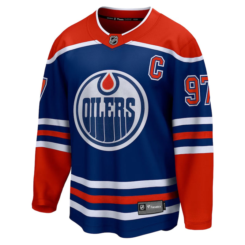 Load image into Gallery viewer, Connor McDavid Edmonton Oilers NHL Fanatics Breakaway Royal Home Jersey
