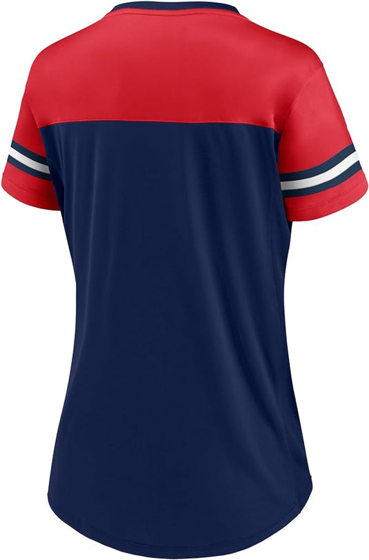T-shirt à lacets à col en V NFL Blitz &amp; Glam des New England Patriots pour femme