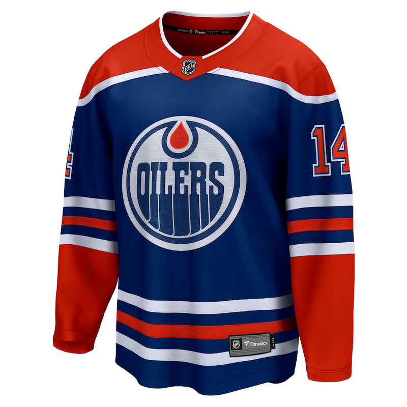 Load image into Gallery viewer, Mattias Ekholm Edmonton Oilers NHL Fanatics Breakaway Royal Home Jersey
