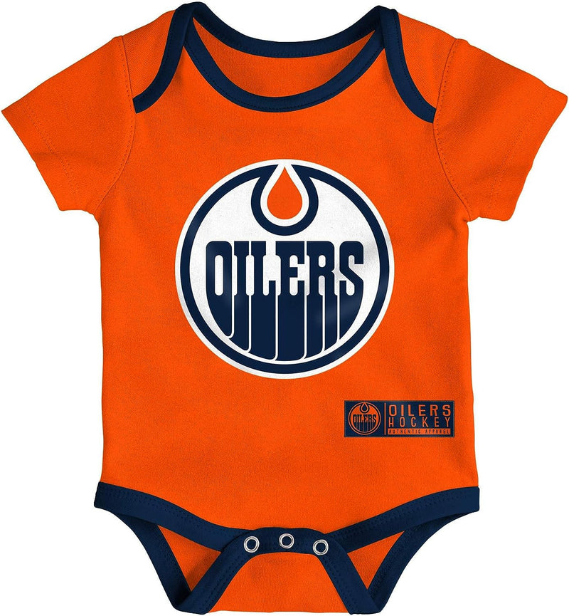 Load image into Gallery viewer, Infant Edmonton Oilers NHL Triple Clappers 3-Pack Creeper Set
