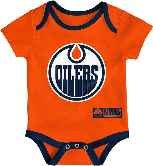 Ensemble de 3 Creeper triples Clappers de la LNH des Oilers d'Edmonton pour nourrissons