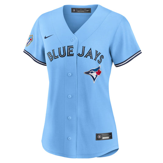 Women's 50th Anniversary Patch Toronto Blue Jays MLB Nike Powder Blue Alternate Replica Jersey - Sport Army