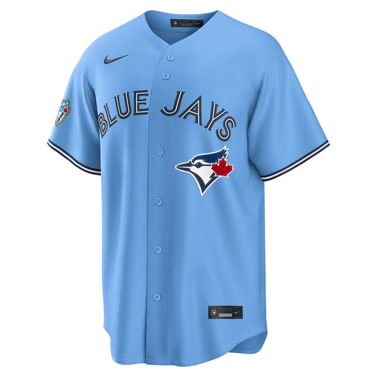 Men's 50th Anniversary Patch Toronto Blue Jays MLB Nike Powder Blue Replica Jersey - Sport Army