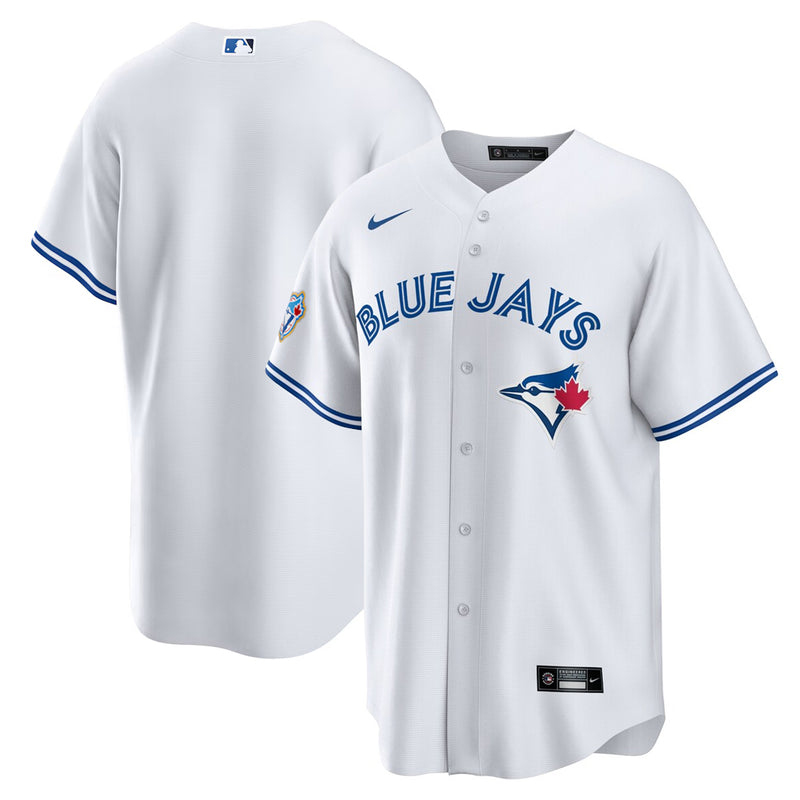 Chargez l'image dans la visionneuse de la galerie, Men's 50th Anniversary Patch Toronto Blue Jays MLB Nike White Home Replica Jersey - Sport Army
