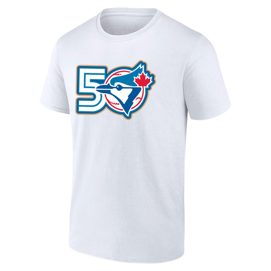 Toronto Blue Jays MLB 50th Anniversary Logo White T-Shirt - Sport Army