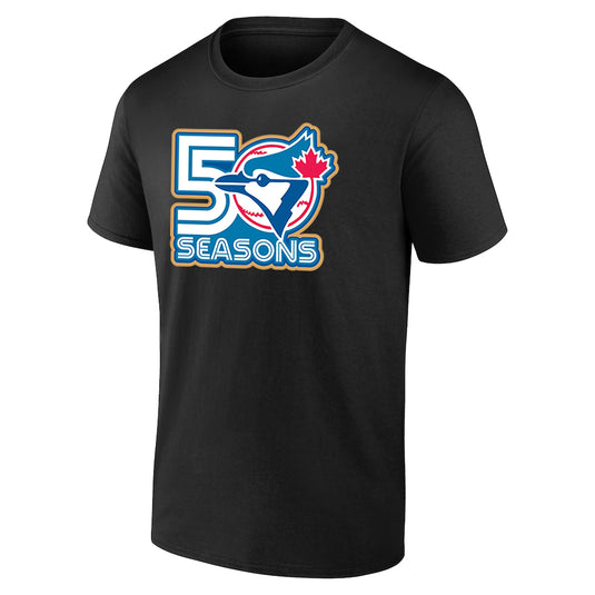 Toronto Blue Jays MLB 50th Anniversary Logo Black T-Shirt - Sport Army