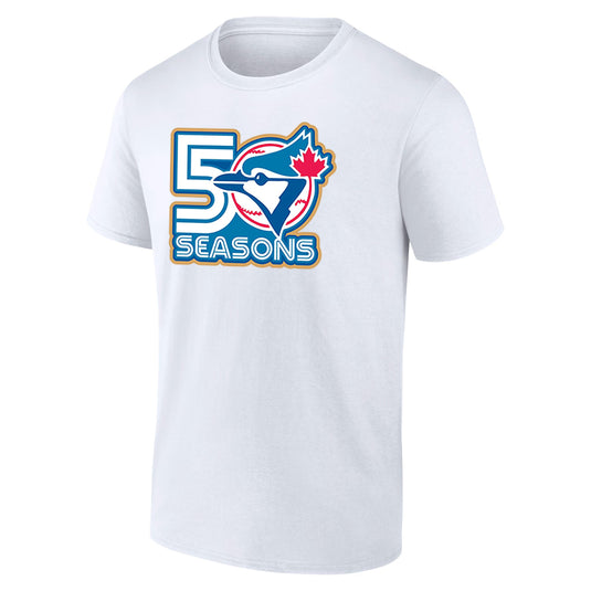 Toronto Blue Jays MLB 50th Anniversary Logo White T-Shirt - Sport Army