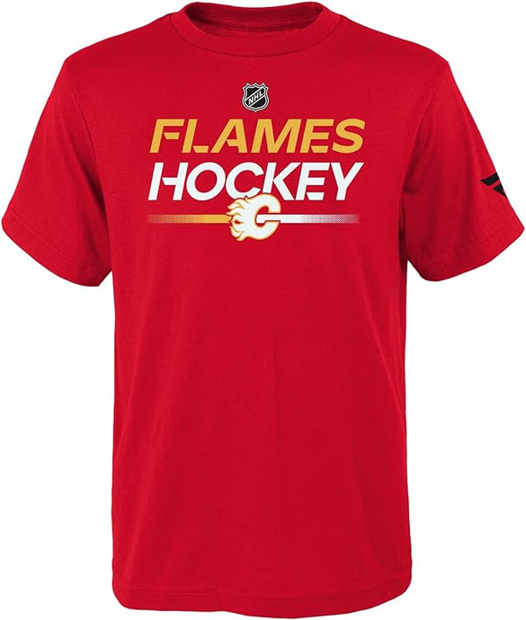 T-shirt de vestiaire authentique Pro Prime de la LNH des Flames de Calgary pour jeunes