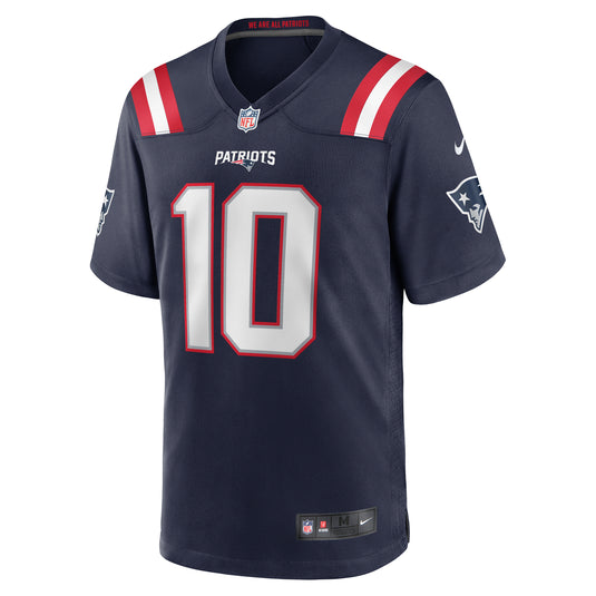 Drake Maye New England Patriots NFL Nike Game Player Navy Jersey