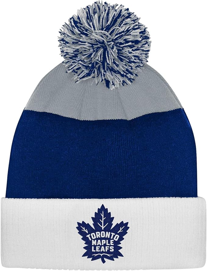Load image into Gallery viewer, Youth Toronto Maple Leafs NHL Essentials Cuffed Knit Pom Toque - Sport Army

