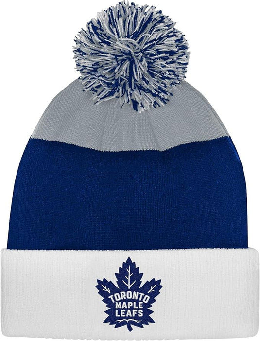 Youth Toronto Maple Leafs NHL Essentials Cuffed Knit Pom Toque - Sport Army