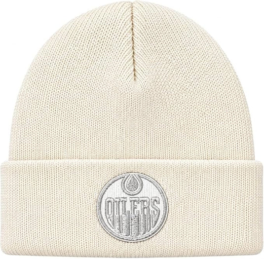 Edmonton Oilers NHL Silver White Cuffed Knit Beanie - Sport Army