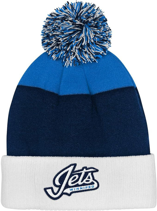 Youth Winnipeg Jets NHL Essentials Cuffed Knit Pom Toque - Sport Army