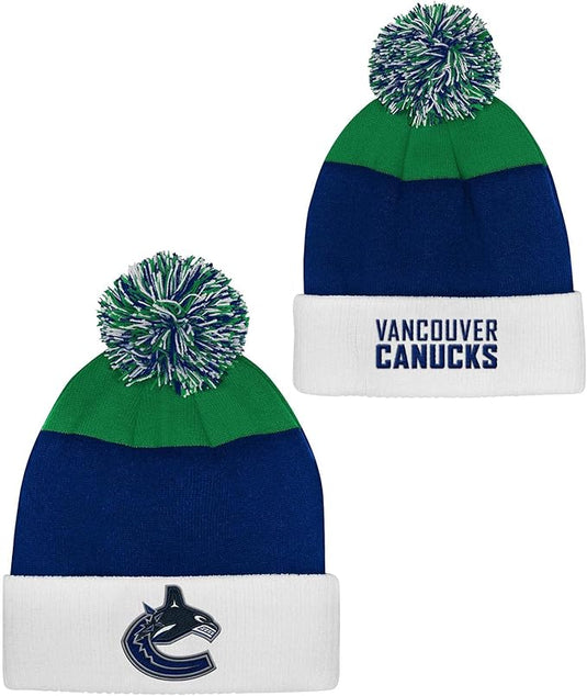 Youth Vancouver Canucks NHL Essentials Cuffed Knit Pom Toque - Sport Army