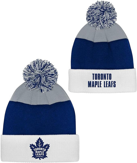Youth Toronto Maple Leafs NHL Essentials Cuffed Knit Pom Toque - Sport Army