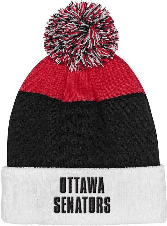 Youth Ottawa Senators NHL Essentials Cuffed Knit Pom Toque - Sport Army