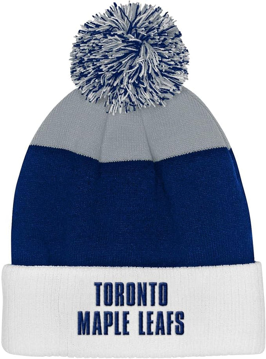 Youth Toronto Maple Leafs NHL Essentials Cuffed Knit Pom Toque - Sport Army
