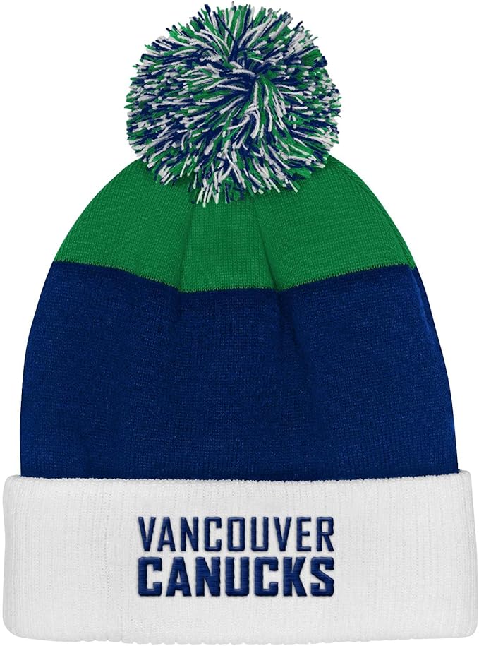 Load image into Gallery viewer, Youth Vancouver Canucks NHL Essentials Cuffed Knit Pom Toque - Sport Army
