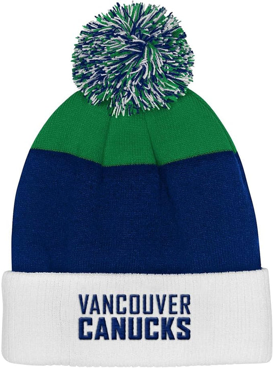Youth Vancouver Canucks NHL Essentials Cuffed Knit Pom Toque - Sport Army