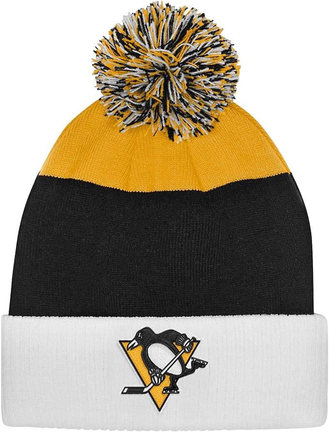 Load image into Gallery viewer, Youth Pittsburgh Penguins NHL Essentials Cuffed Knit Pom Toque - Sport Army
