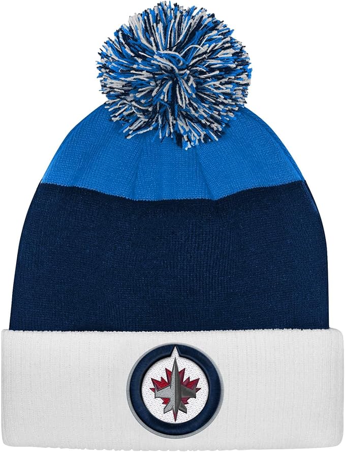 Chargez l'image dans la visionneuse de la galerie, Youth Winnipeg Jets NHL Essentials Cuffed Knit Pom Toque - Sport Army
