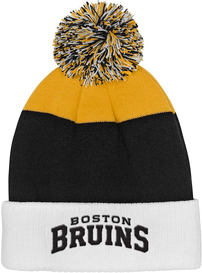 Chargez l'image dans la visionneuse de la galerie, Youth Boston Bruins NHL Essentials Cuffed Knit Pom Toque - Sport Army
