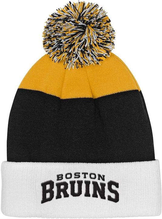 Youth Boston Bruins NHL Essentials Cuffed Knit Pom Toque - Sport Army
