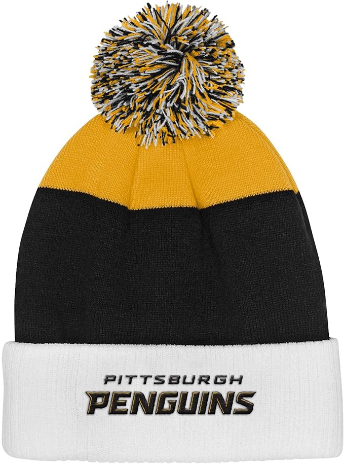 Load image into Gallery viewer, Youth Pittsburgh Penguins NHL Essentials Cuffed Knit Pom Toque - Sport Army
