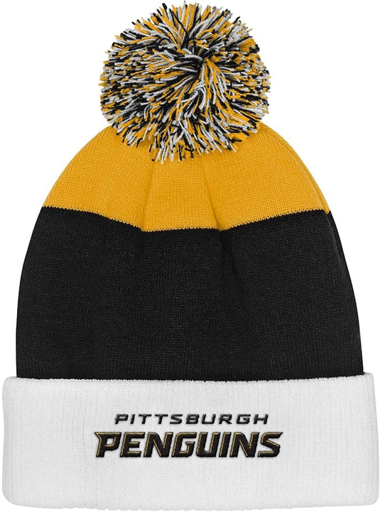 Youth Pittsburgh Penguins NHL Essentials Cuffed Knit Pom Toque - Sport Army