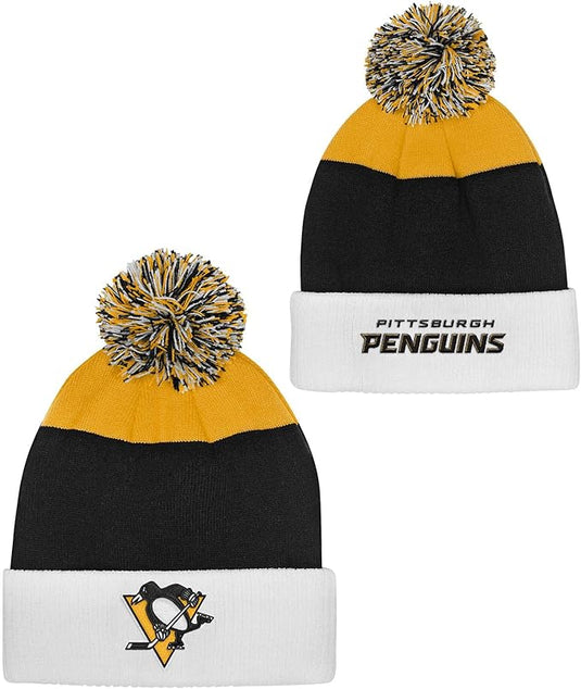 Youth Pittsburgh Penguins NHL Essentials Cuffed Knit Pom Toque - Sport Army