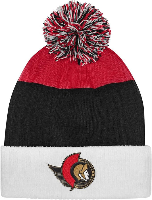 Youth Ottawa Senators NHL Essentials Cuffed Knit Pom Toque - Sport Army